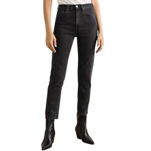 Toteme Womens 26 Twisted Seam Straight Leg Denim Jeans in Black